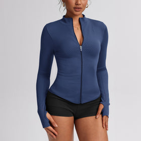 Figure-flattering Zip-up Sports Jacket